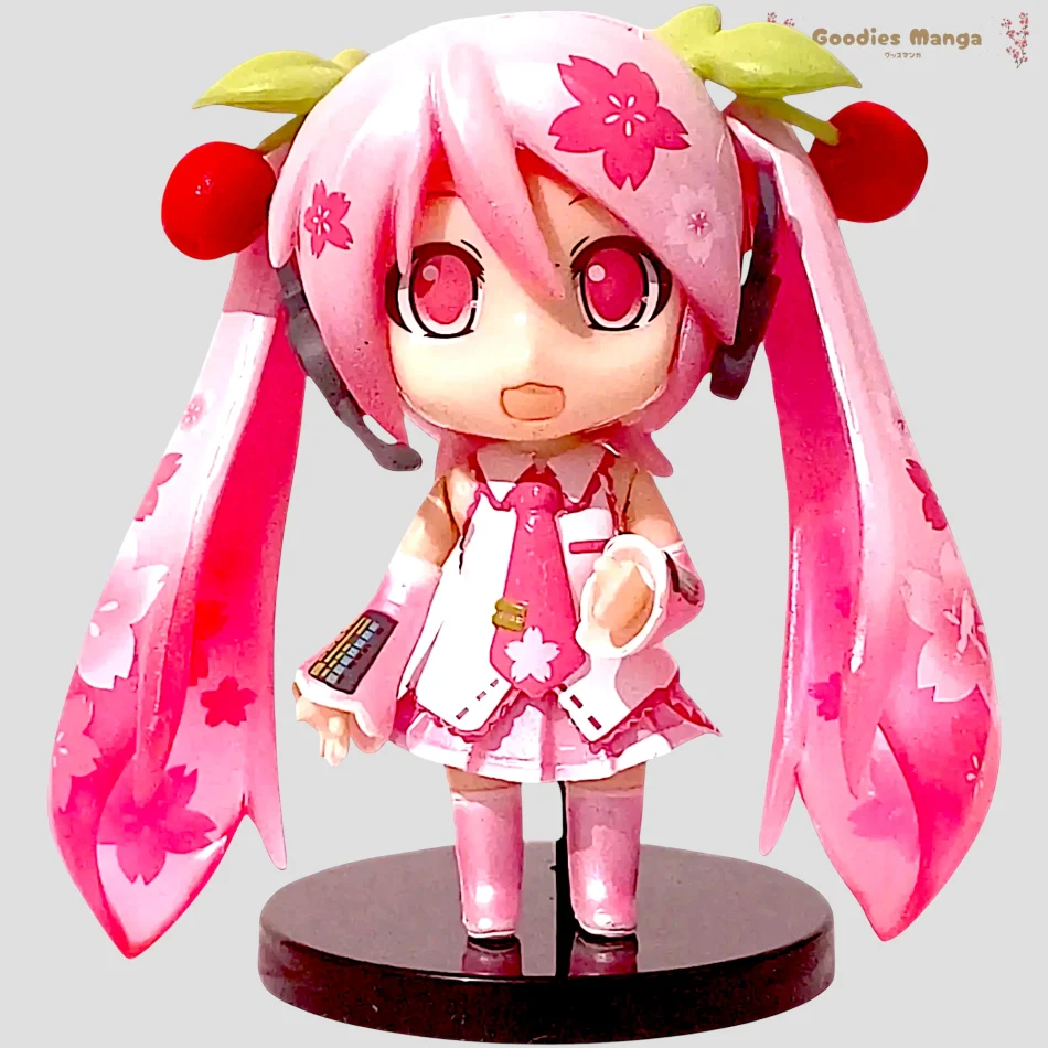 Figurine Hatsune Miku rose et décorations cerise