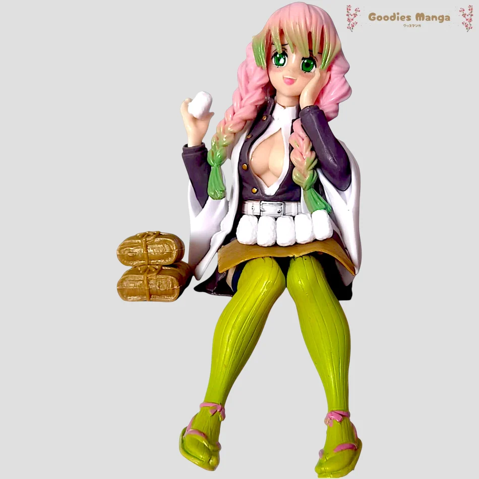 Figurine Mitsuri Kanroji assise mangeant un Onigiri – Demon Slayer de face