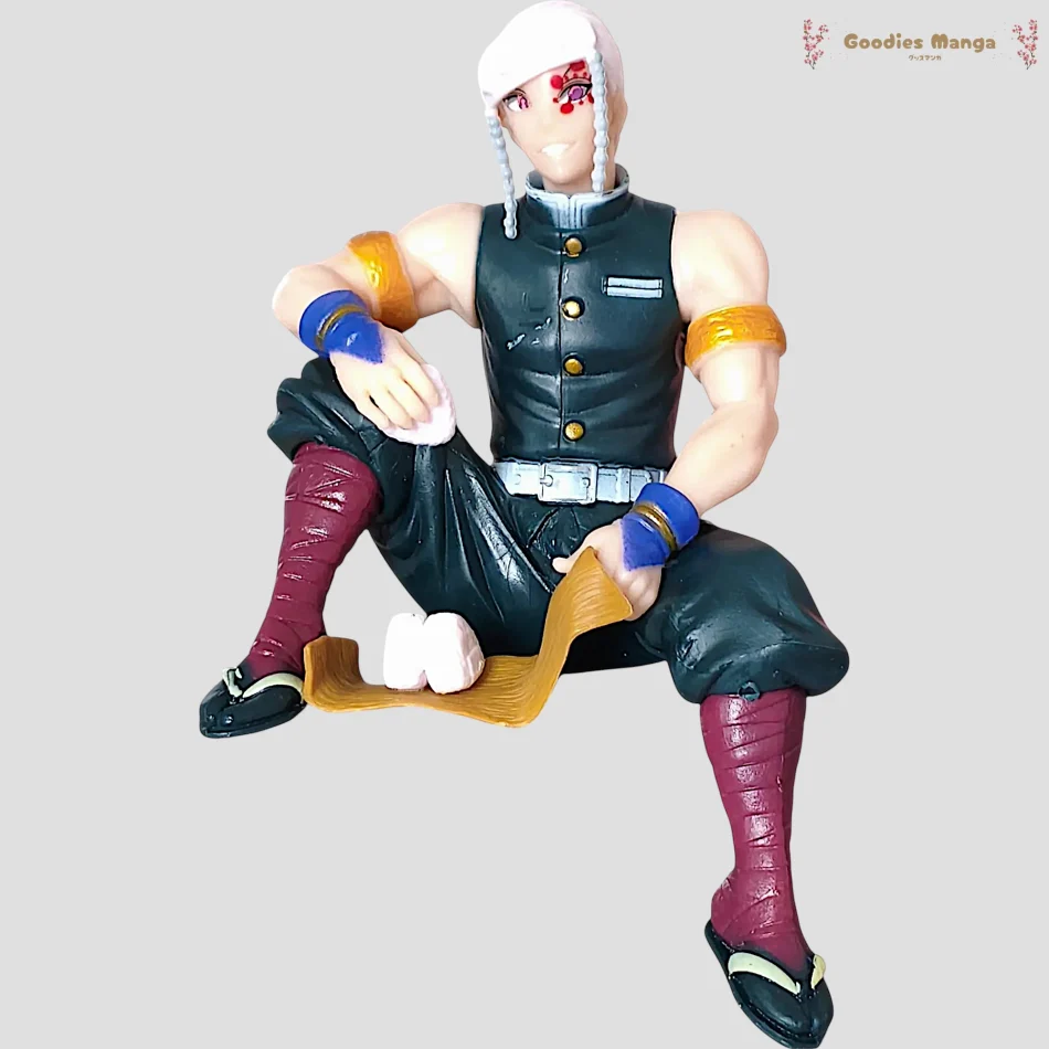 Figurine Tengen Uzui assis mangeant un Onigiri - Demon Slayer de face