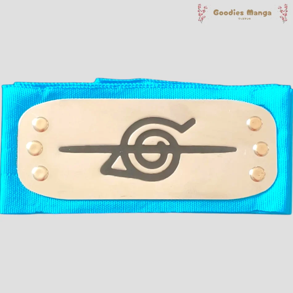 Bandeau frontal bleu Konoha - Naruto de face