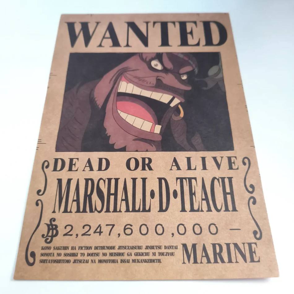 ONE PIECE Affiche Avis de recherche Marshall D Teach