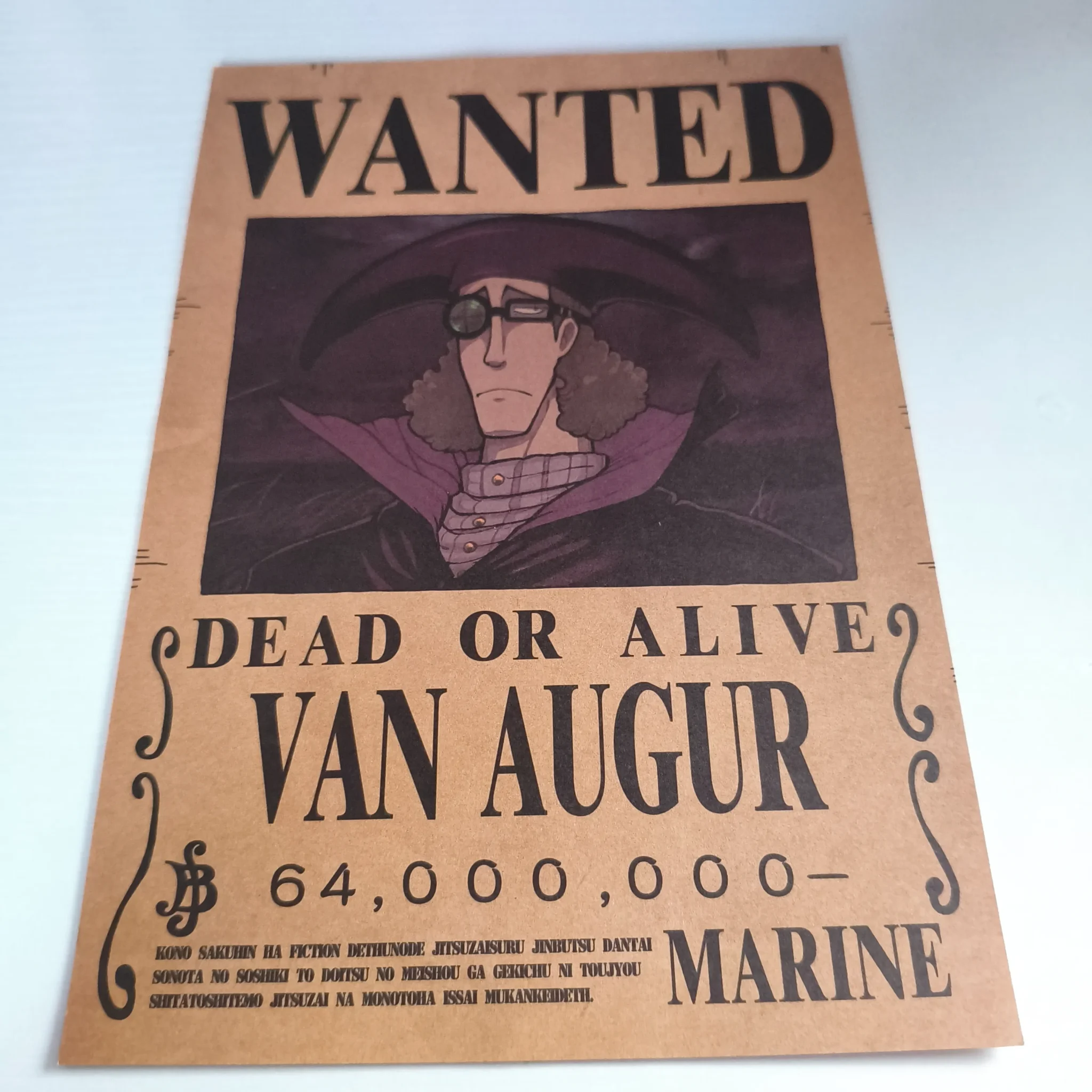 ONE PIECE Affiche Avis de recherche Van Augur