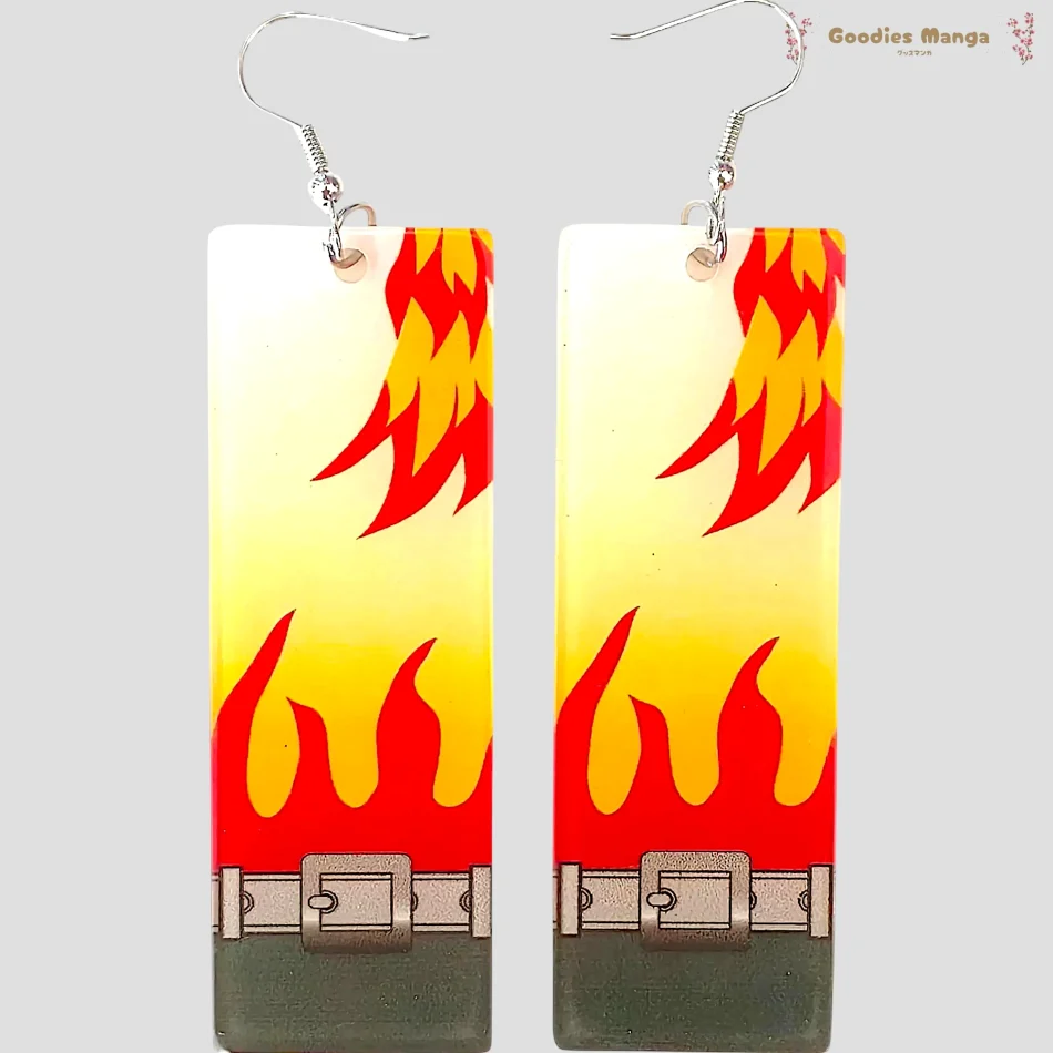 Boucles d’oreilles Kyojuro Rengoku – Uniforme – Demon Slayer de face