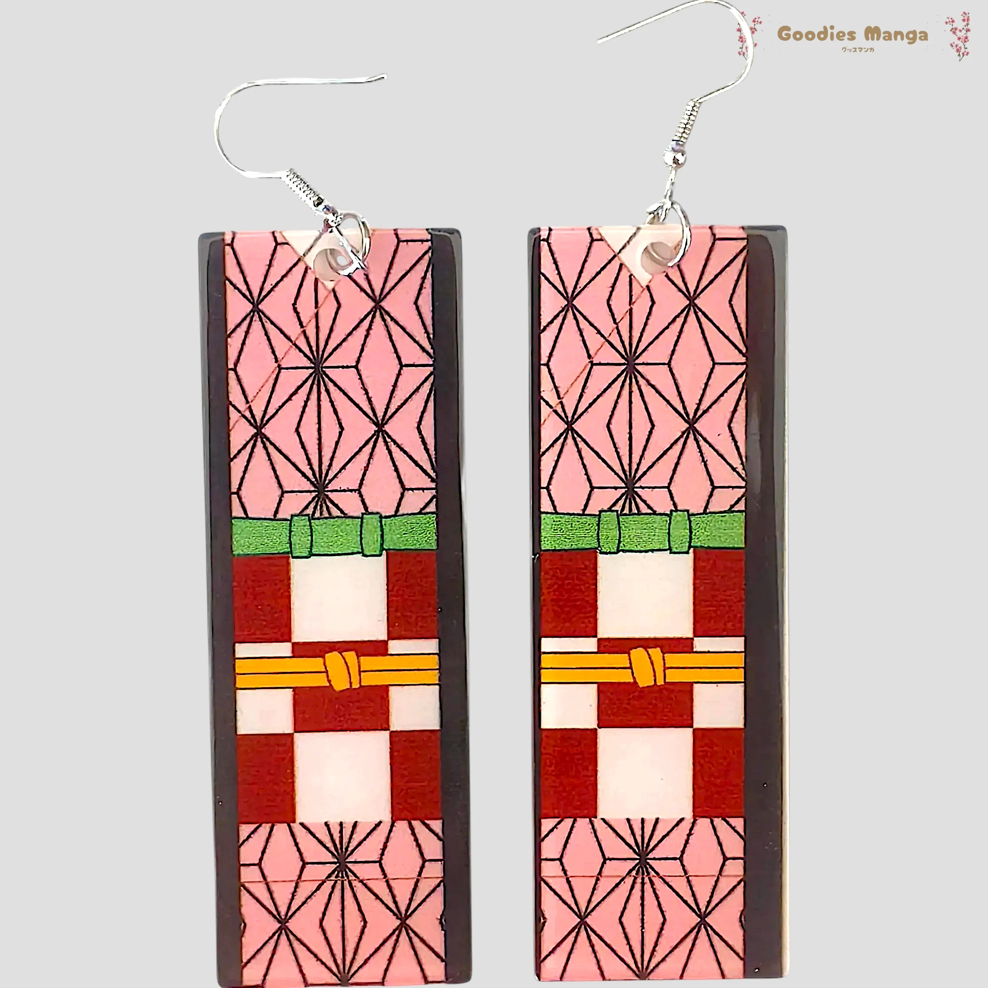 Boucles d’oreilles Nezuko Kamado – Kimono – Demon Slayer de face