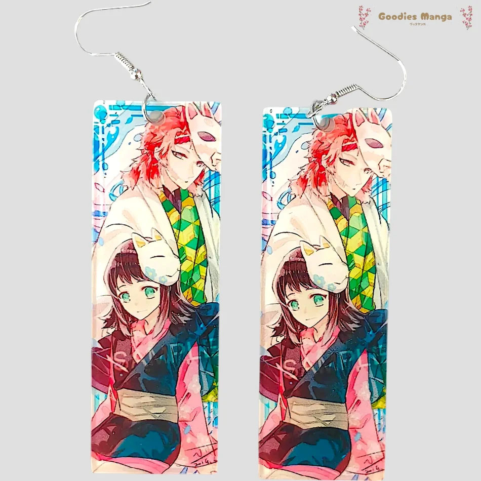 Boucles d’oreilles Sabito & Makomo – Demon Slayer de face