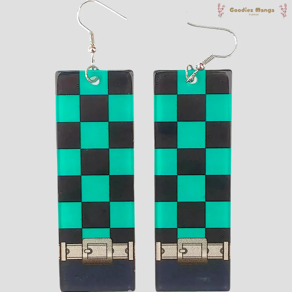 Boucles d’oreilles Tanjiro Kamado – Uniforme – Demon Slayer de face