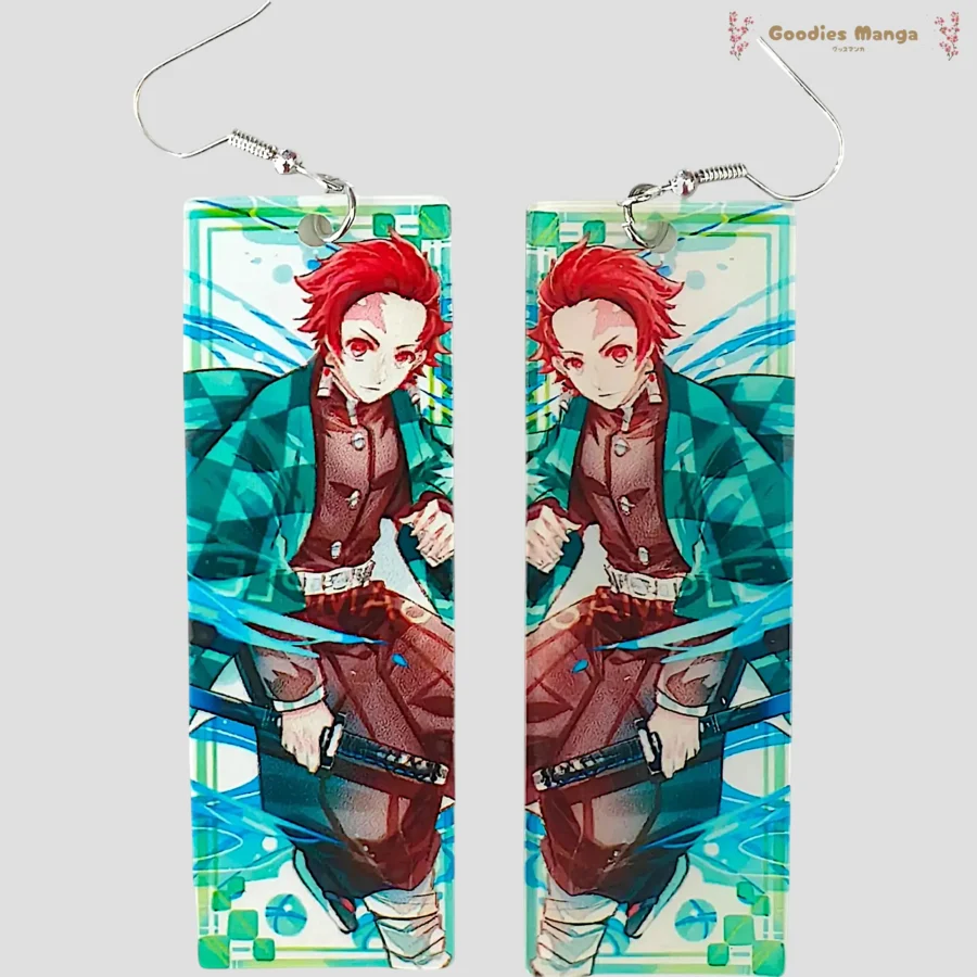 Boucles d’oreilles Tanjiro Kamado – Illustration – Demon Slayer de face