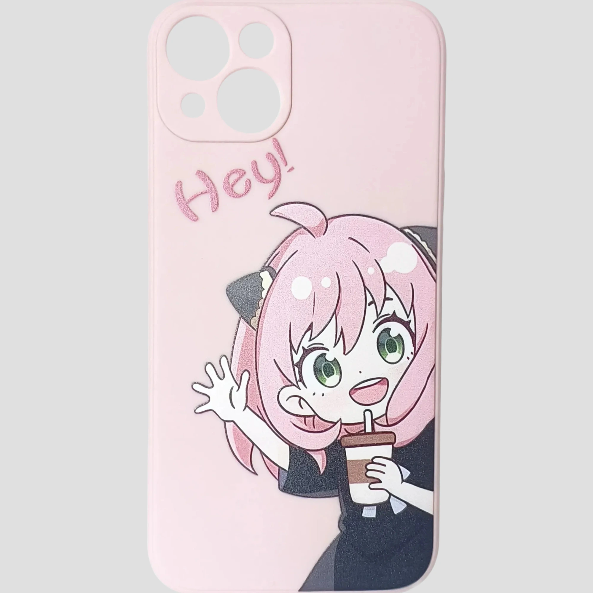 Coque iPhone 13 rose avec Anya Forger Hey – Spy x Family