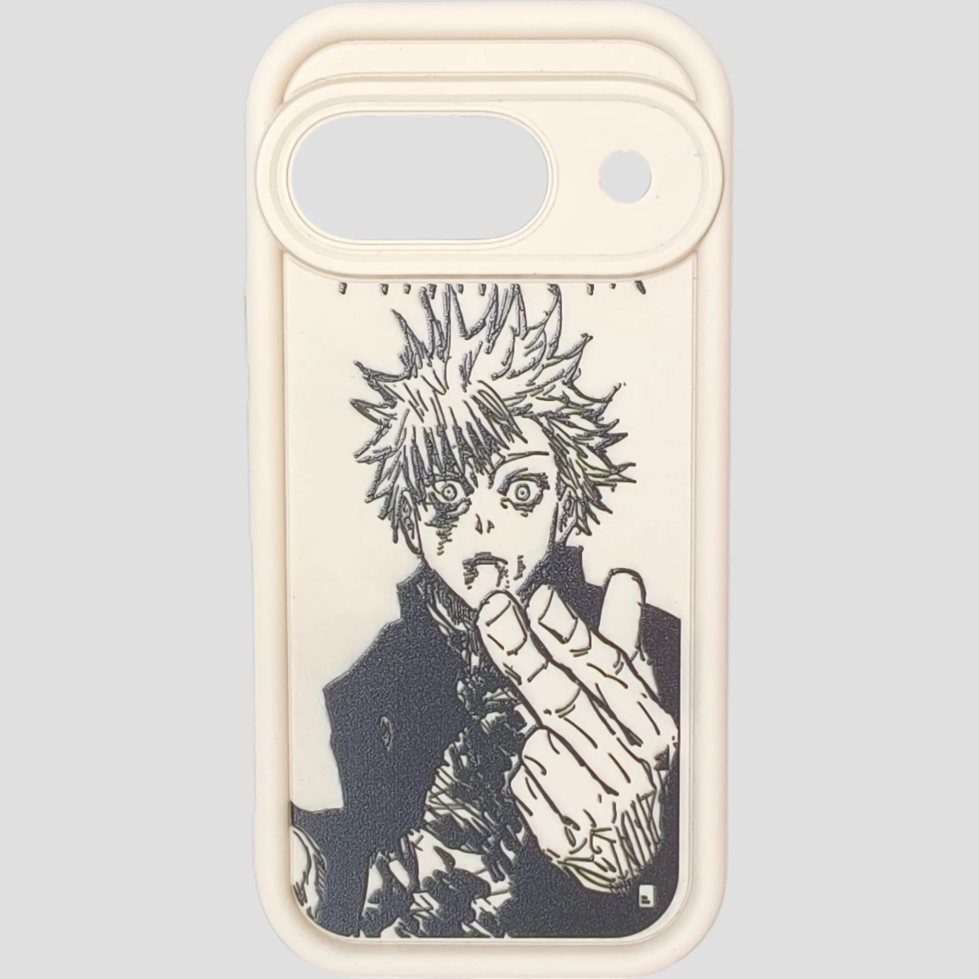 Gojo Satoru – Google Pixel 9 crème – Jujutsu Kaisen de face