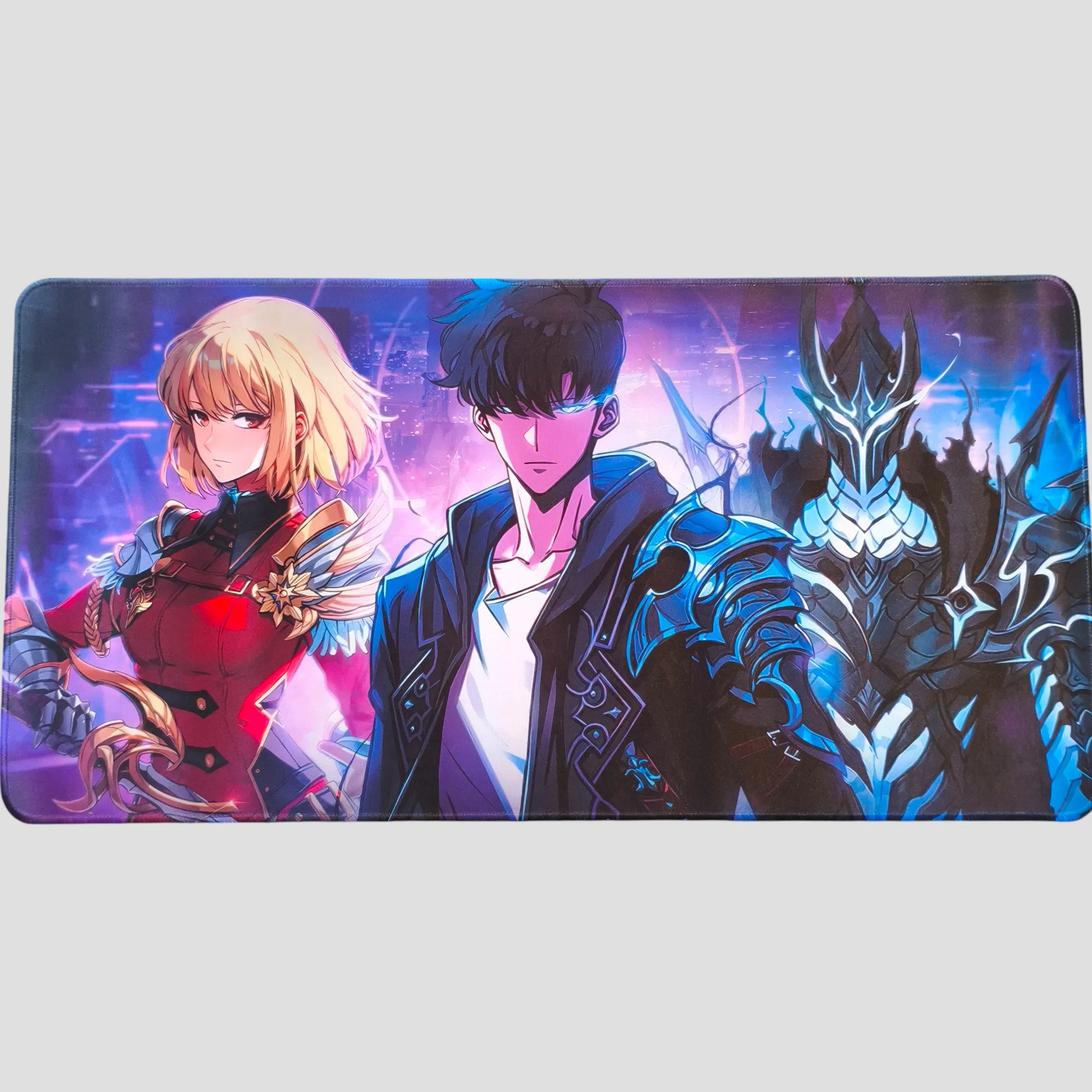 Tapis de souris Solo Leveling – Cha Hae-In, Sung Jin-Woo & Igris de face