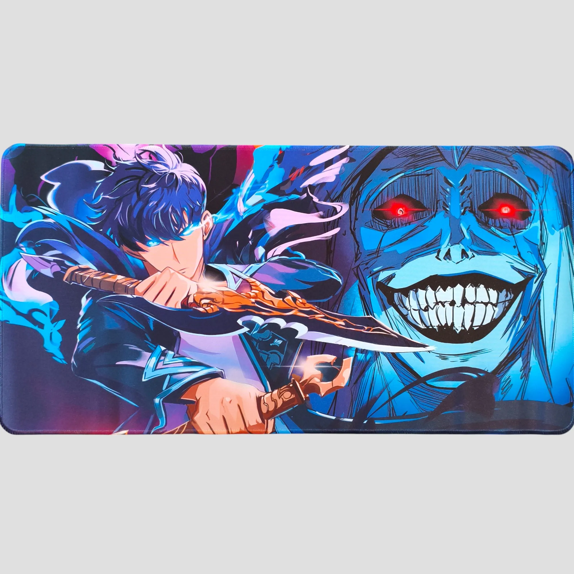 Tapis de souris Sung Jin-Woo et Statue de Dieu – Solo Leveling de face