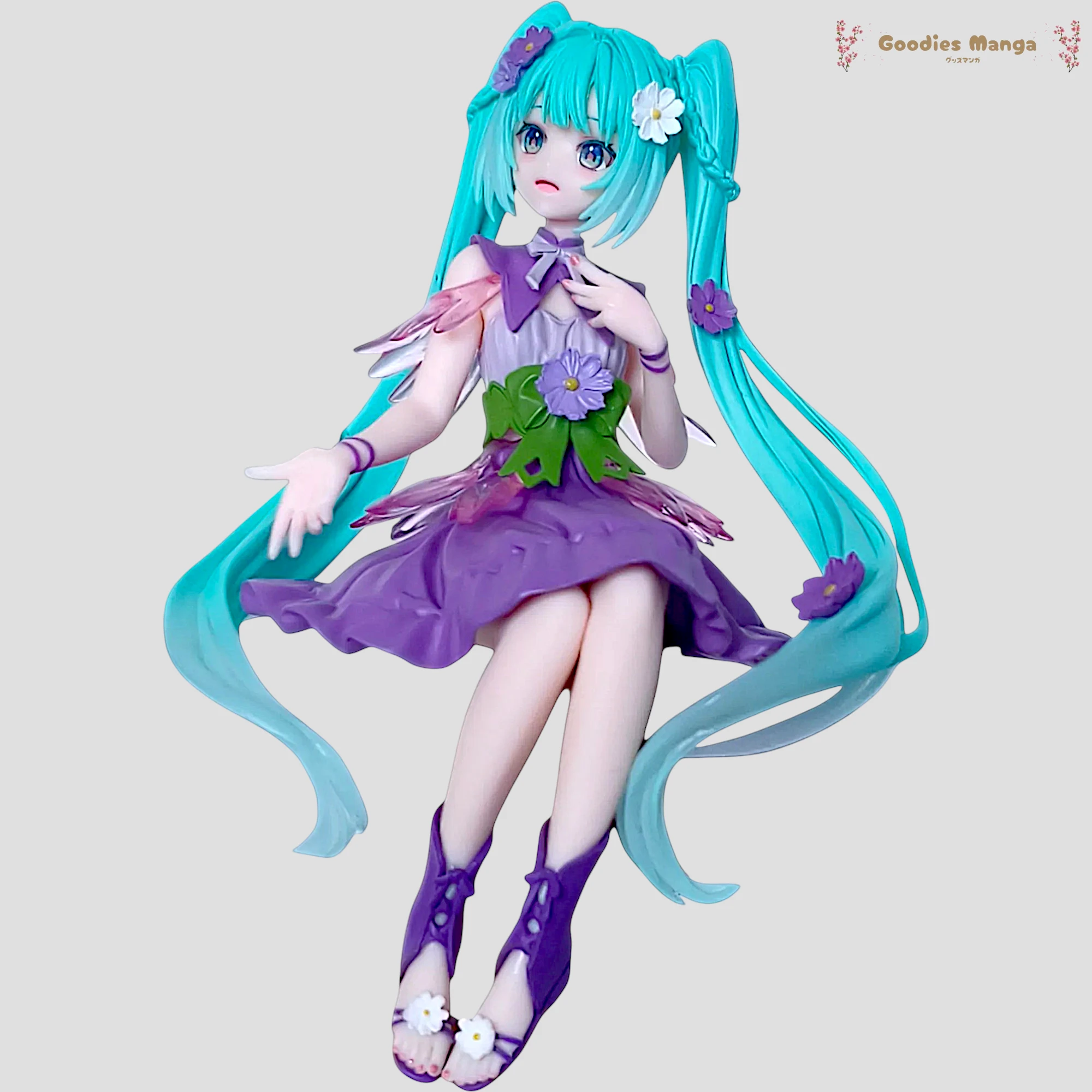 Figurine Hatsune Miku – Flower Fairy Cosmos Purple de face