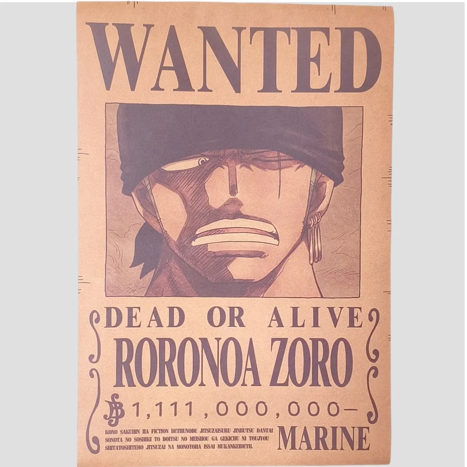 Affiche murale One Piece - Avis de recherche Roronoa Zoro