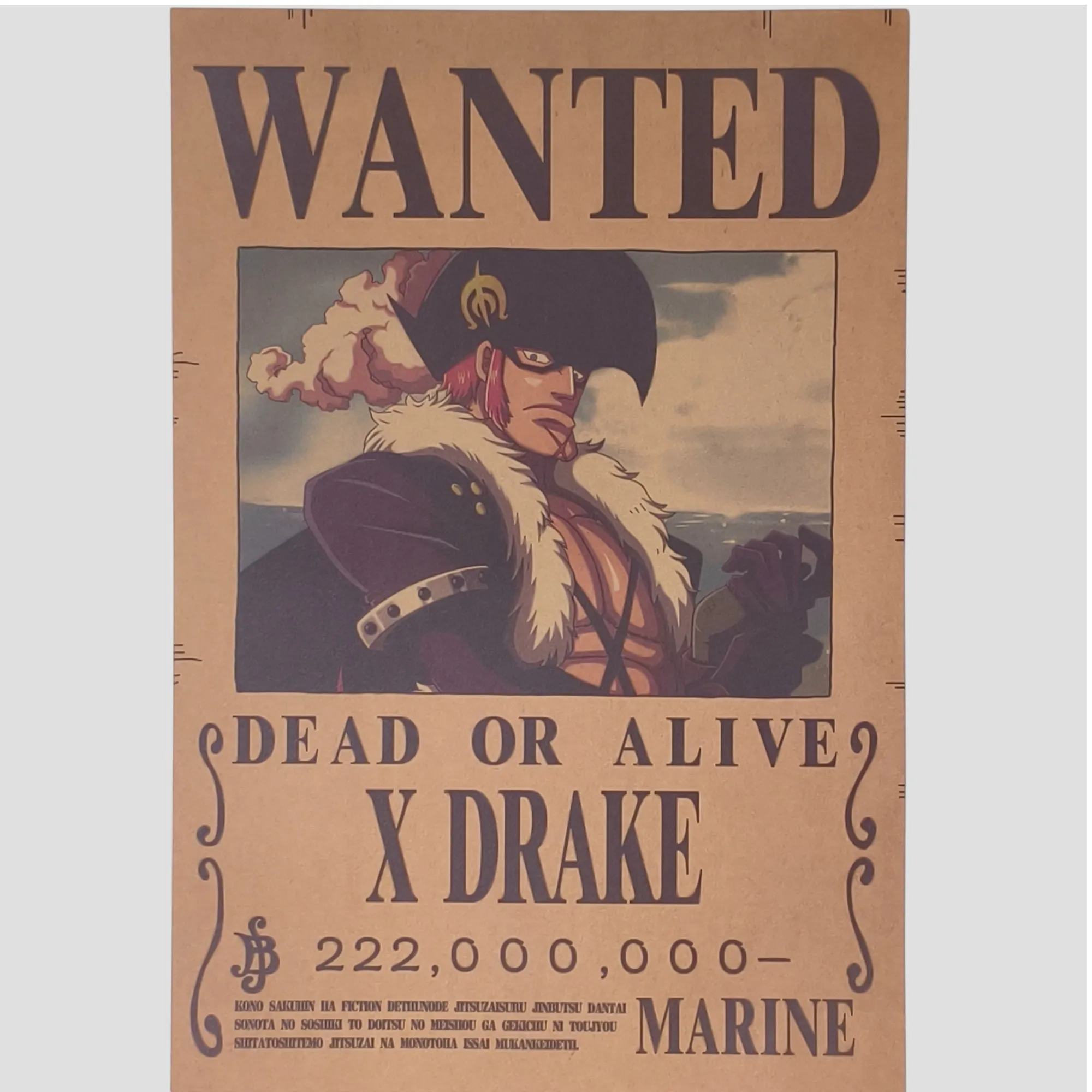 Affiche murale One Piece - Avis de recherche X Drake