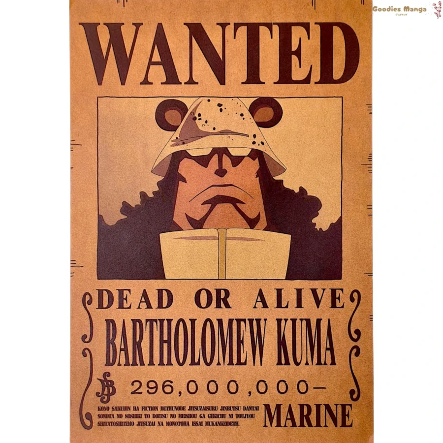 Affiche Bartholomew Kuma One Piece Wanted A3