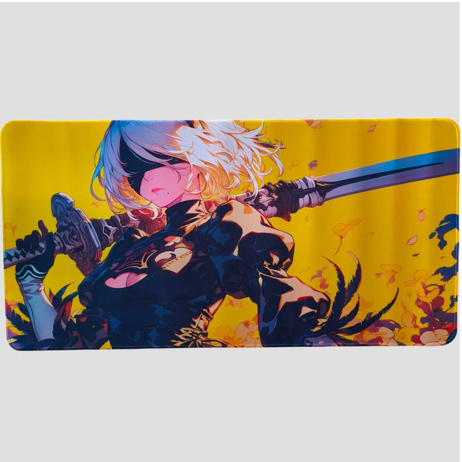 Tapis de souris 2B - Sabre et fond jaune - NieR Automata de face
