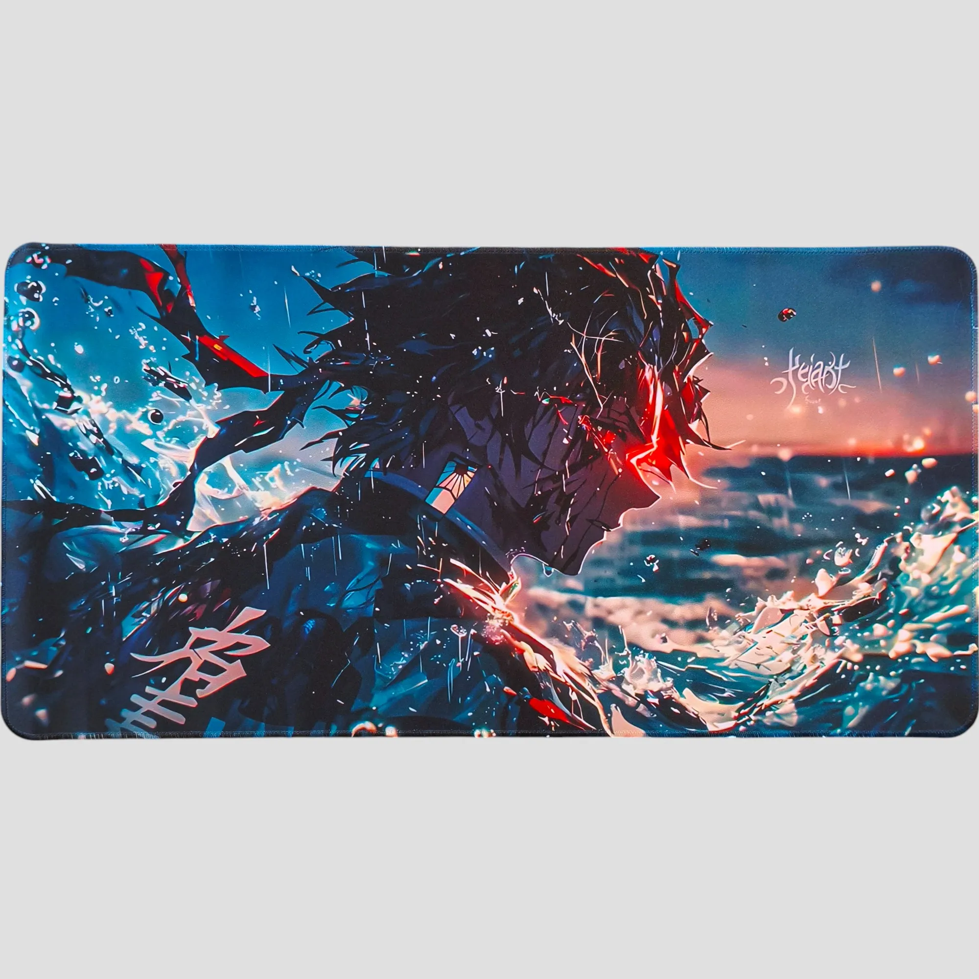 Tapis de souris Tanjiro Kamado - Souffle de l'Eau et Soleil de face