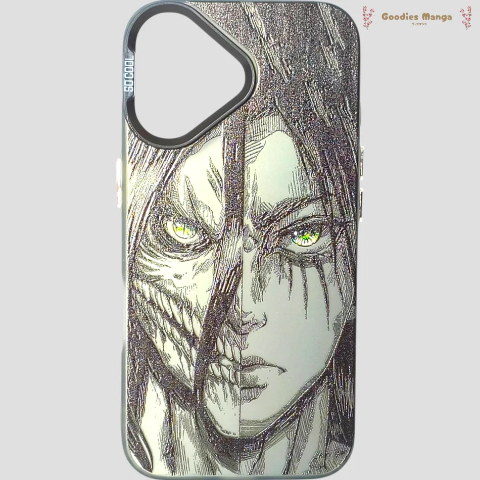 Coque iPhone 16 – Eren Yeager Titan/Humain – Attack on Titan de face