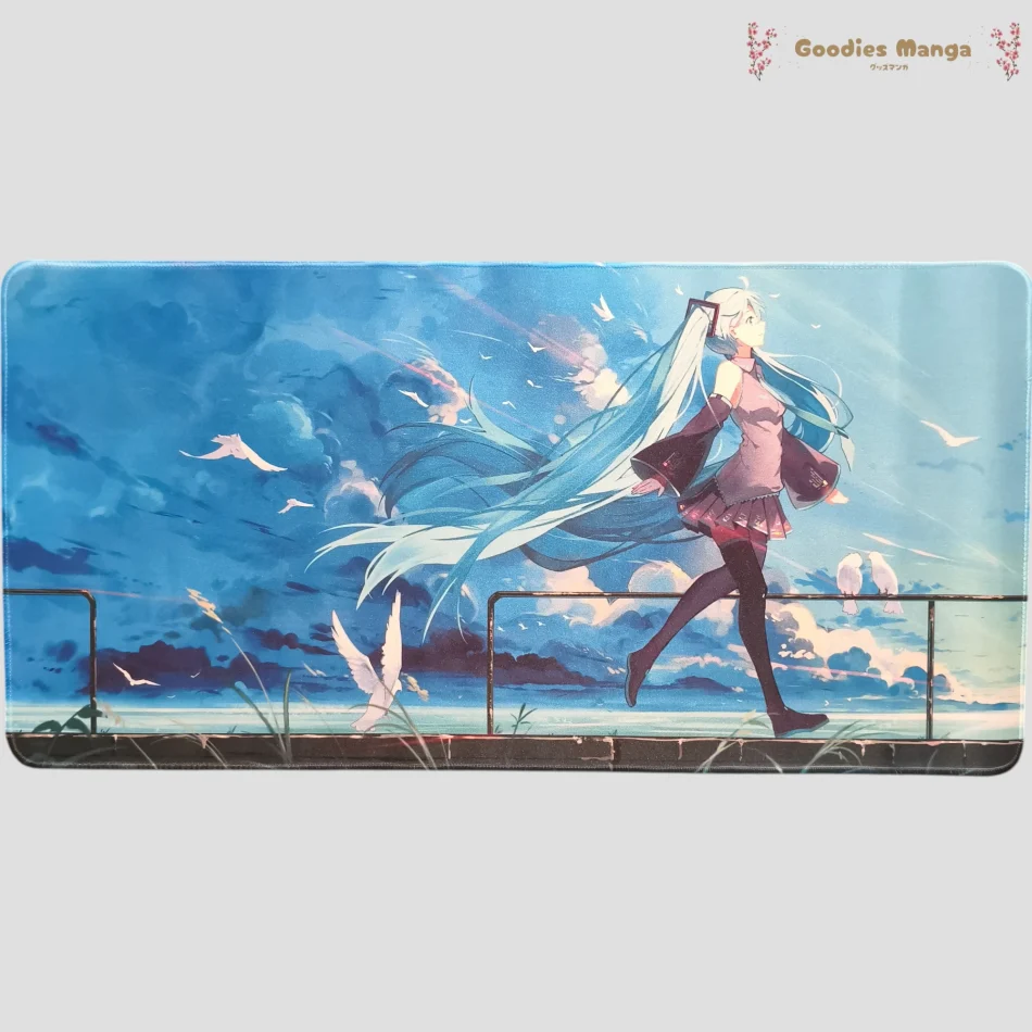 Tapis de souris Hatsune Miku – Marche Détendue & Colombes – Vocaloid de face