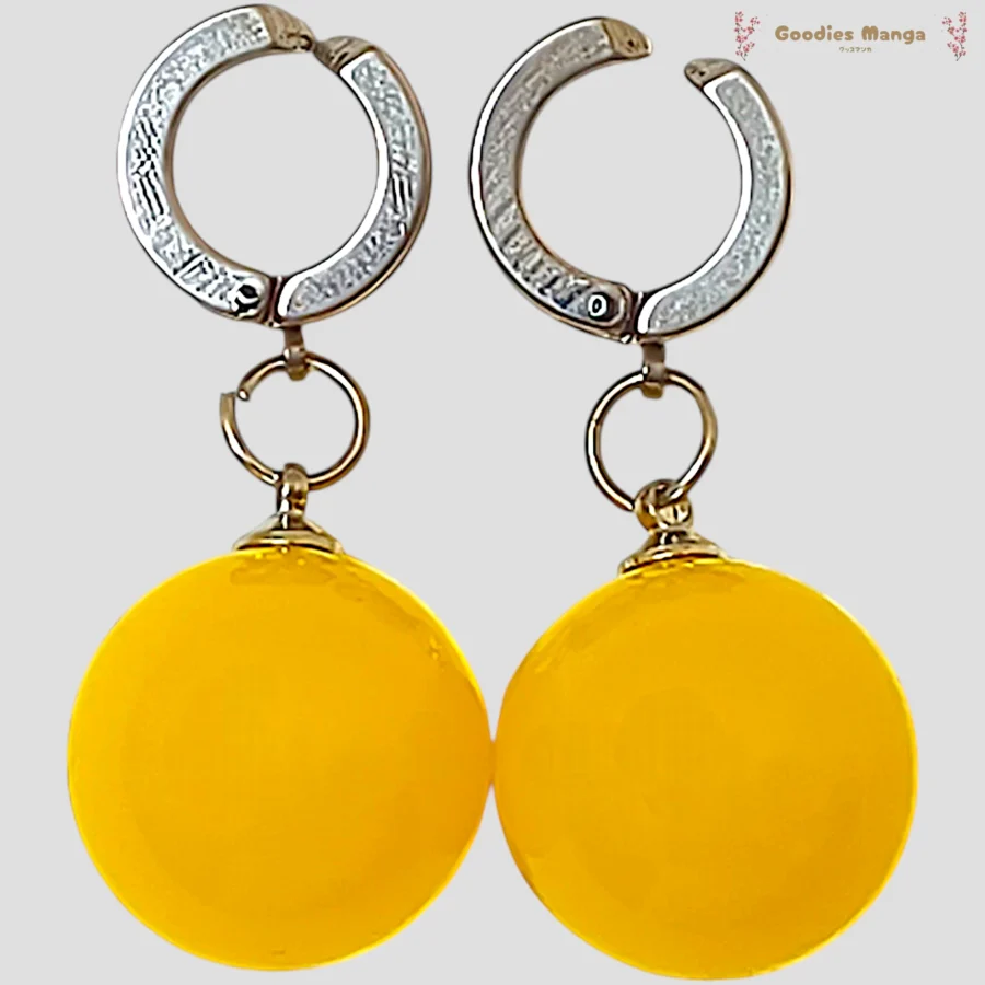 Boucles d’oreilles Potaras Jaunes – Dragon Ball de face