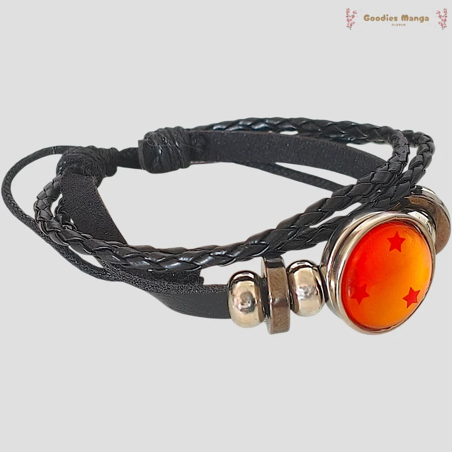Bracelet boule de cristal 3 etoiles Dragon Ball ajustable