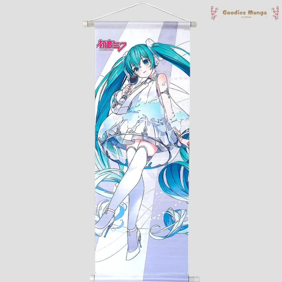 Toile murale Hatsune Miku robe blanche avec micro Vocaloid