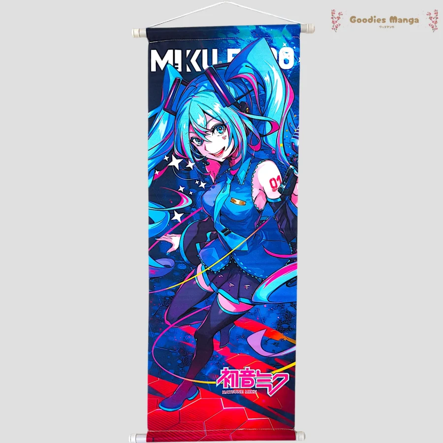 Toile murale Hatsune Miku sourire avec micro Vocaloid