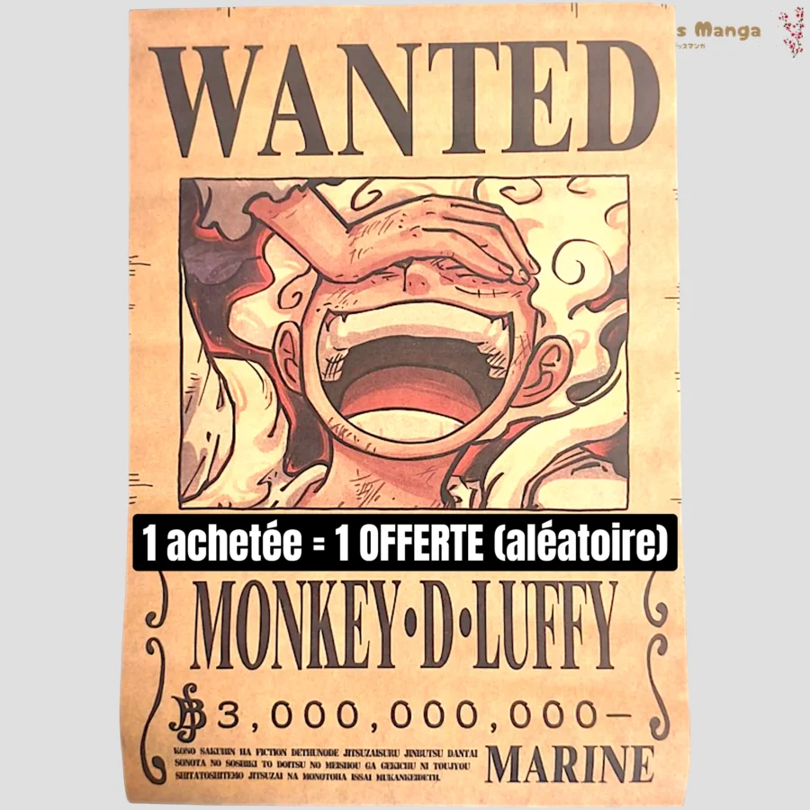 Affiche murale One Piece - Avis de recherche Monkey D Luffy Gear 5