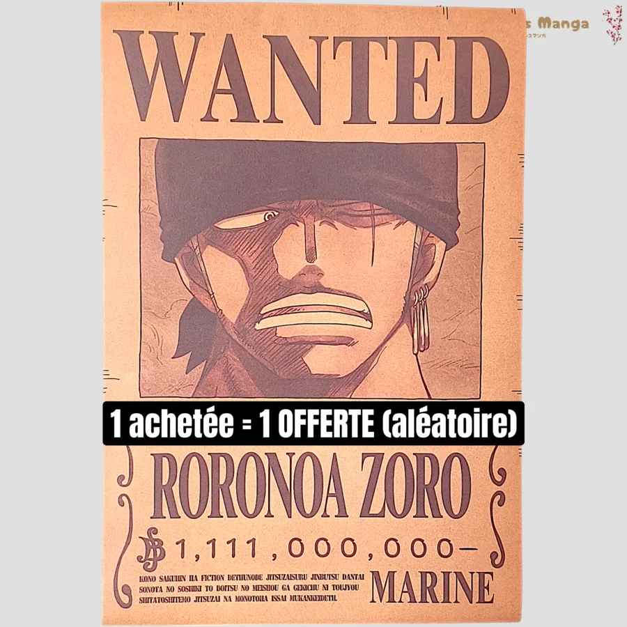 Affiche murale One Piece - Avis de recherche Roronoa Zoro