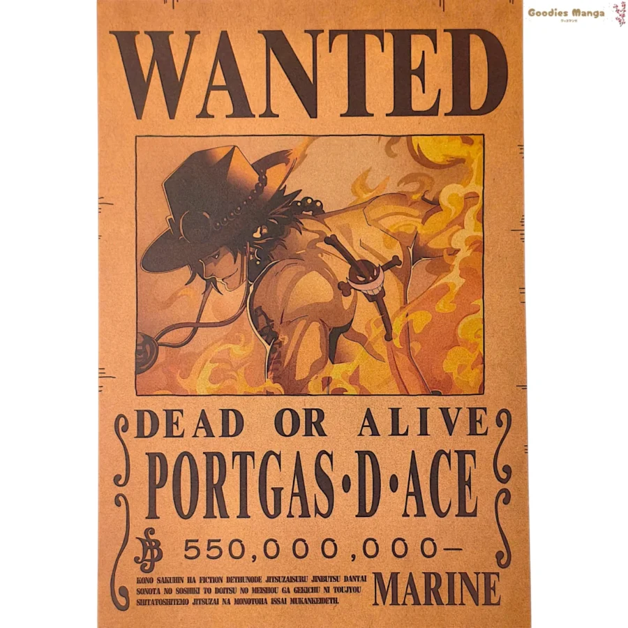 Affiche Portgas D Ace One Piece A3 Wanted