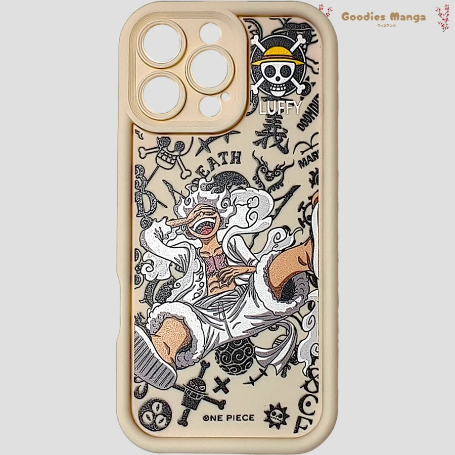 Coque iPhone 16 Pro Max Luffy Gear 5 Creme One Piece