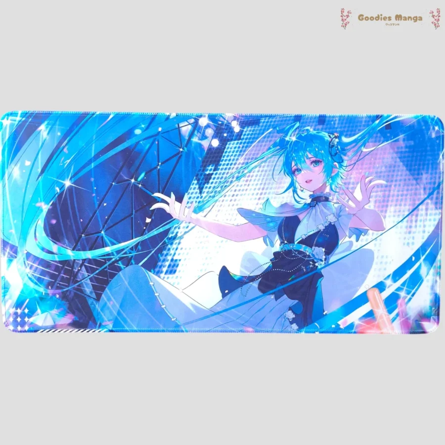 Tapis de souris Hatsune Miku ambiance douce bleu Vocaloid 60x30
